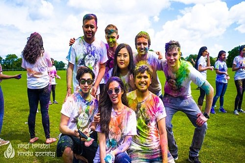 International students in University of Bristol celebrating Holi