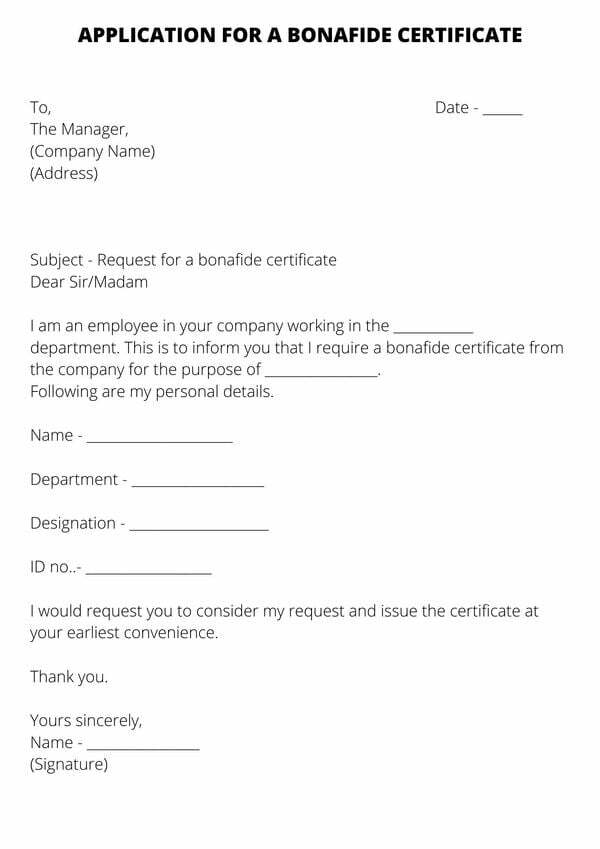 employee - bonafide certificate