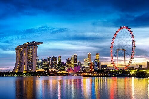 Singapore cityscape at twilight.
