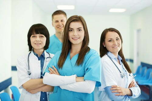 A successful medical team consisting of doctors and nurses